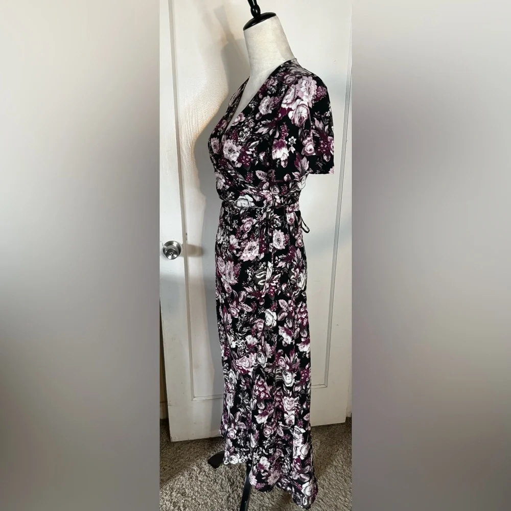 Free Press Floral Wrap Dress Flowy Lorelei Gilmore Girls romantic feminine maxi - Picture 1 of 13